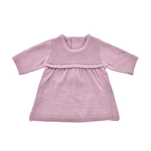 Poppenjurkje met lange mouwen roze gebreid 35cm