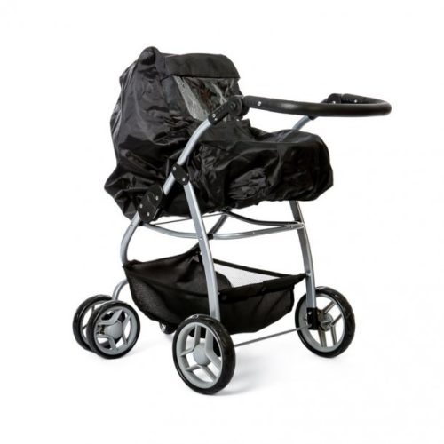 Regenhoes voor poppenwagen zwart