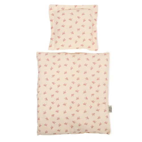 Poppenbedset roze strik, 40cm