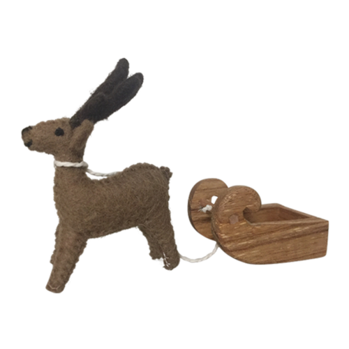Vilten rendier en Sleigh