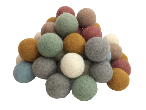 Vilten ballen Aarde 3,5 cm / 49-delig