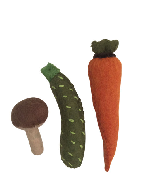 Groente wortel, courgette en champignon