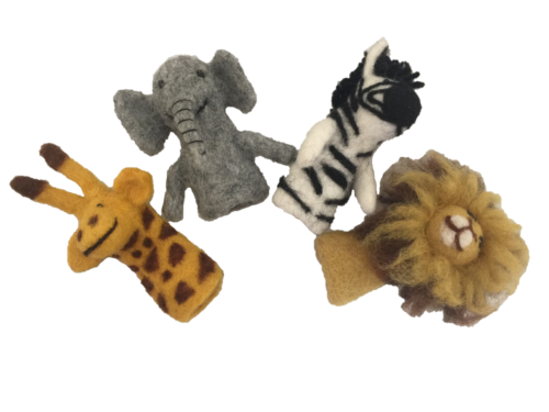 Afrikaans dier Vingerpoppen / 4 stuks