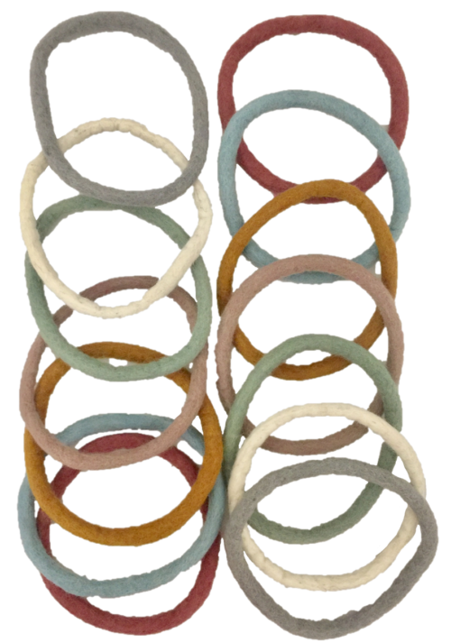Aardekleurige vilten ringen /28st