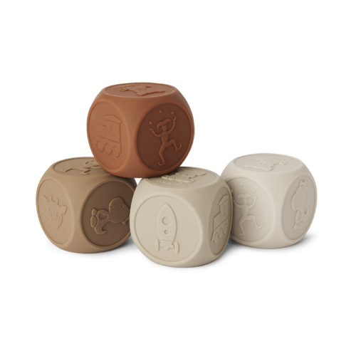 Sana silicone dice 4 pack-Bruine kleurenmix