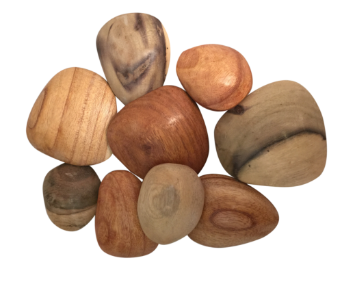 Houten kiezelstenen / 9 stuks
