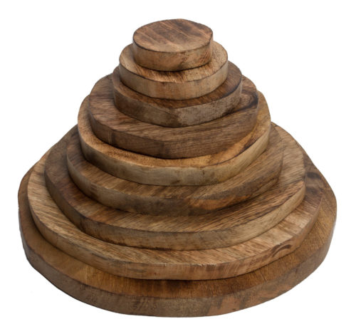 Houten stapelpiramide / 9 stuks
