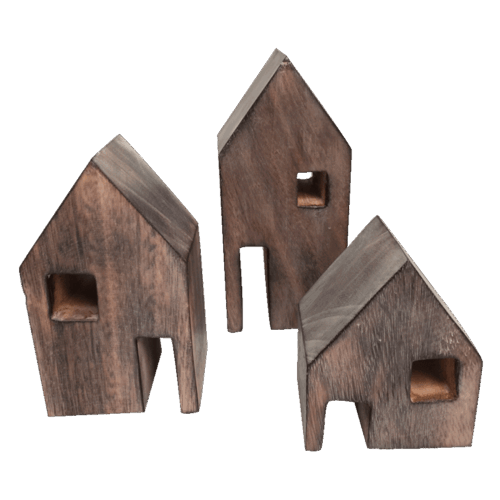 Houten blokhuizen / 3 stuks