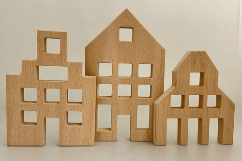 Nederlandse houten huizen / 3 stuks