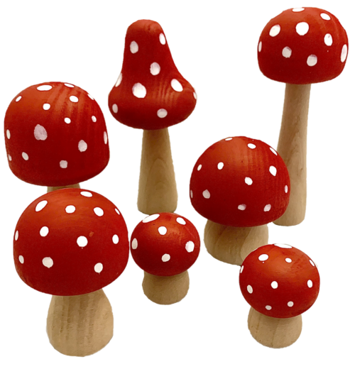 Paddenstoelen Rood/Wit Dots / 7 stuks