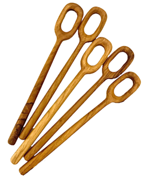 Teak Bubble Stirrers / 5 stuks
