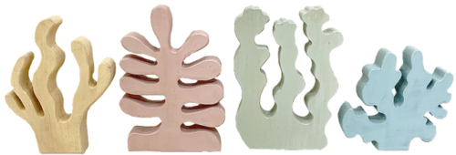 Pastelkleurige Houten grassen / 4 stuks