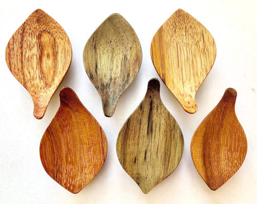 Mini houten Blad Schaaltjes / 6 stuks