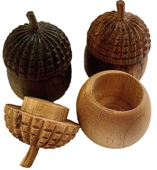 Mini houten Eikelpotjes / 6 stuks