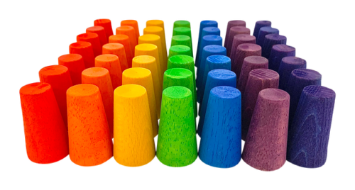 Mini Regenboog Kegels / 49 stuks