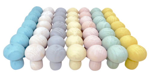 Mini Pastelkleurige Paddenstoel / 49 stuks