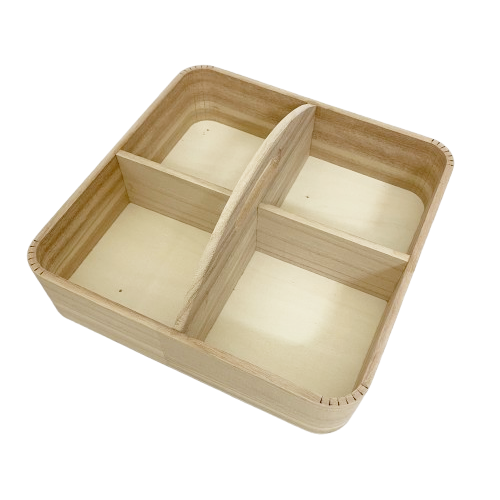 Houten opbergkistje met 4 gaten, naturel
