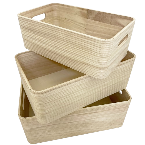 Stapelbare bakjes/3-delig naturel